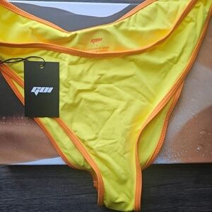 NWT - GOI Yellow & Orange Bikini Bottom with Logo Tag